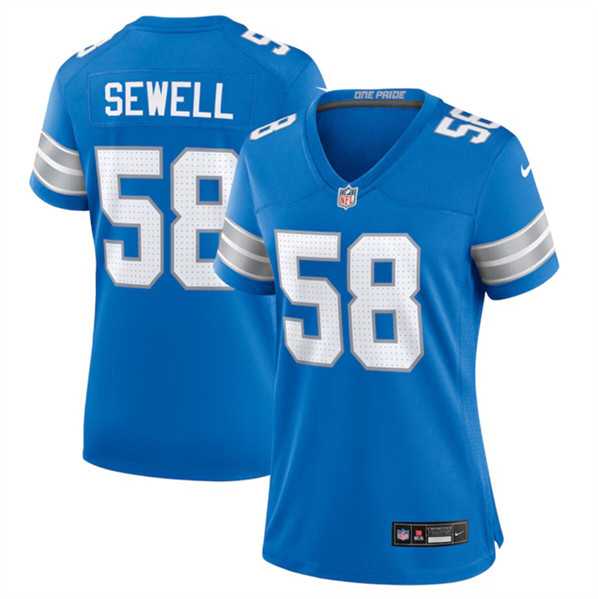 Womens Detroit Lions #58 Penei Sewell Blue Stitched Jersey Dzhi
